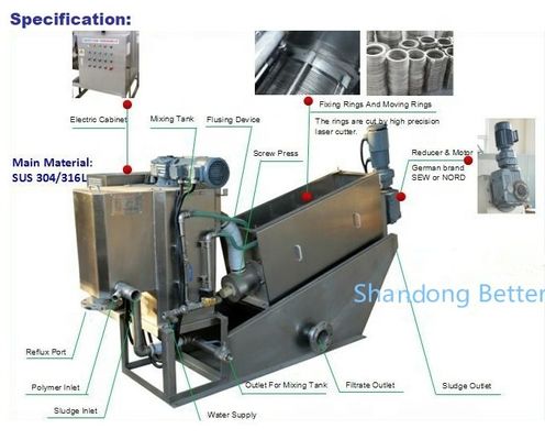 Pressão de parafuso de remoção de lama WWTP STP de aço carbono personalizável para tratamento de lama