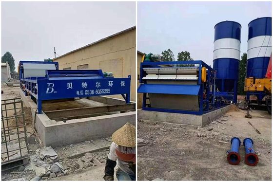 Pressão de filtragem de cintura de aço inoxidável para desaguamento de lama em grande escala Capacidade 3-25m3/H